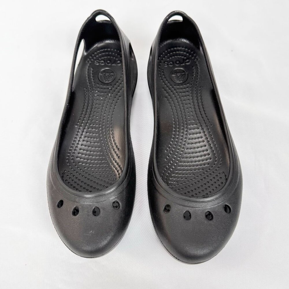 NEW Crocs Womens Size 10 Kadee Ballet Flats Black Rubber Water Sandals Shoes - Picture 6 of 7